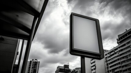 Fototapeta premium Eye-catching Low Angle Shot of Blank Advertising Poster in City Setting
