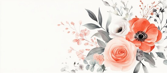 Elegant wedding invitation featuring a romantic watercolor floral bouquet