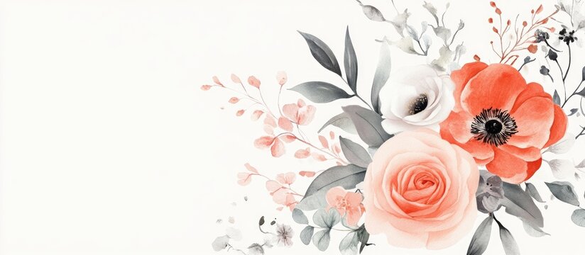 Elegant wedding invitation featuring a romantic watercolor floral bouquet