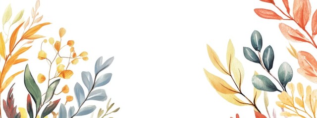 Obraz premium Floral invitation with watercolor foliage