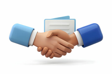 3d Flat icon as Handshake and thank you card symbolizing professional gratitude with ample space for text. concept as A handshake and a thank you card representing professional gratitude with blank sp