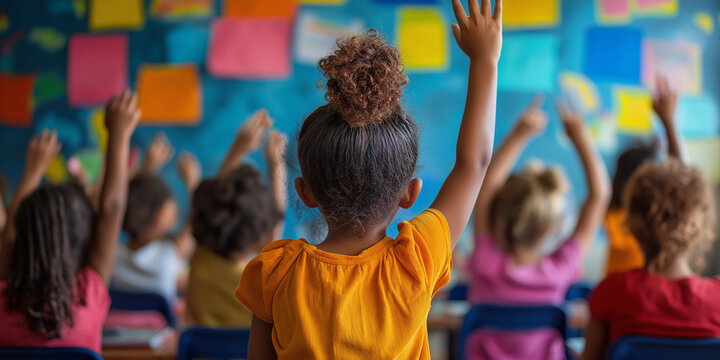 Students Raises Hand in Classroom