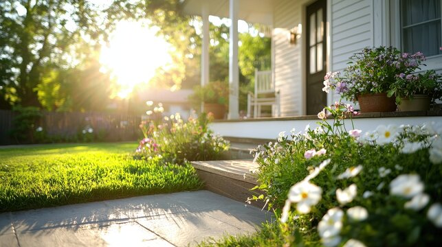 A cozy bed and breakfast with a charming garden and a welcoming front porch