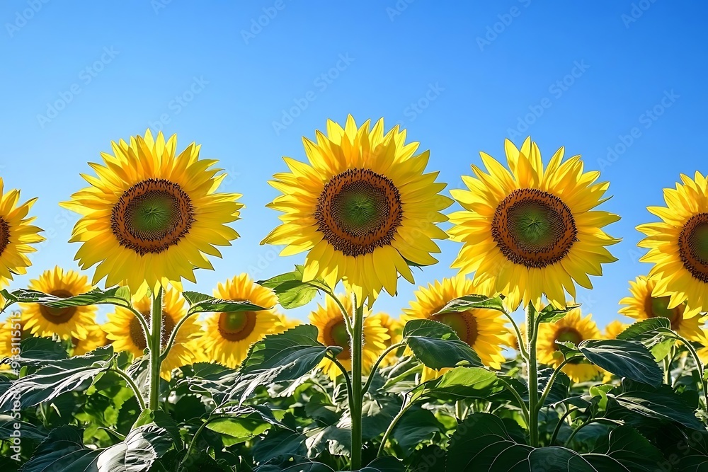 Wall mural Vibrant Yellow Sunflowers in a Field Photo