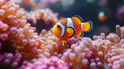 Clownfish Hiding in Anemone - Underwater Photo