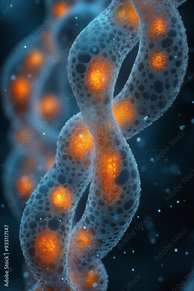 Poster Close-up of paired chromosomes, capturing the unique patterns and textures of each set,