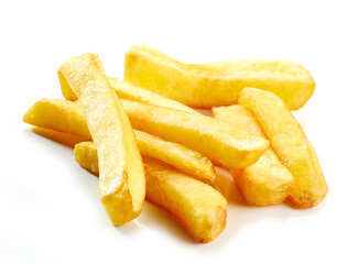 fried potatoes on white background