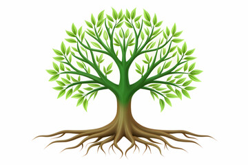 Fototapeta premium 3d Flat icon as Tree and roots symbolizing growth and foundation with ample space for text. concept as A tree and its roots representing the fundamentals of growth and foundation with room for writing