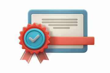 3d Flat icon as Warranty certificate and a stamp symbolizing official guarantee with ample space for text. concept as A warranty certificate and a stamp representing an official guarantee with blank s