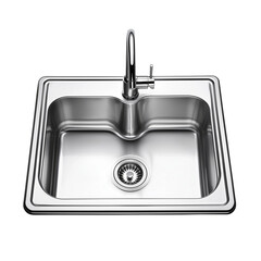 Fototapeta premium Kitchen sink isolated on transparent or white background