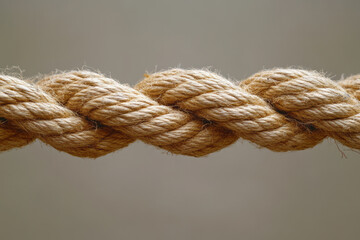 A worn and frayed rope, isolated on a pastel brown background, representing the breaking point of endurance,
