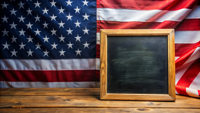 American Flag Chalkboard Background.