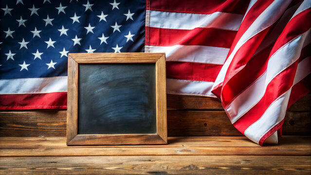 American Flag Chalkboard Background.