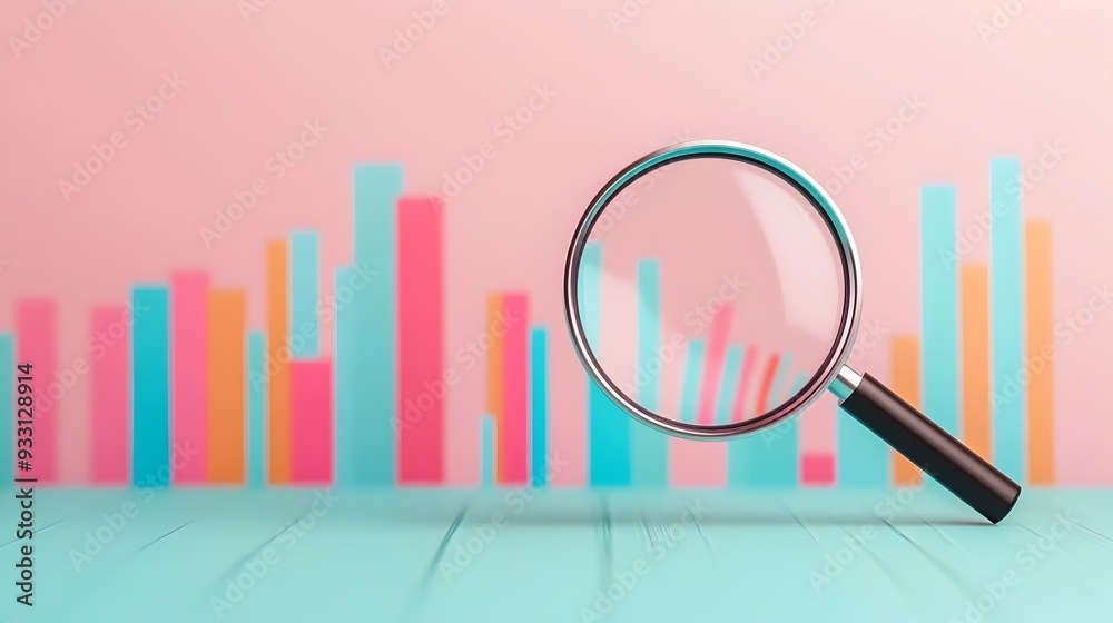 Poster magnifying glass highlighting web analytics data for improved online performance