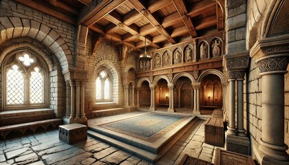Obraz premium Mediaeval Building Interior. European Travel Concept Background