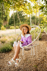 girl model in a lavender field