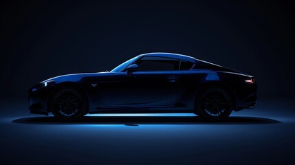 Fototapeta premium Dark Blue Sports Car in a Studio.