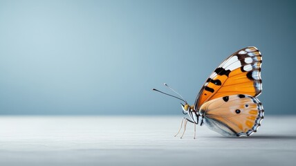 Obraz premium Professionally lit studio shot of a butterfly, with soft lighting enhancing its detailed wing patterns and vibrant colors against a clean backdrop.