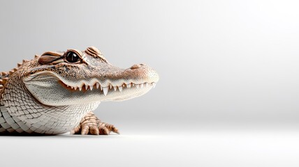 Obraz premium Crocodile against an isolated background, with its detailed scales and imposing form clearly displayed in a minimalistic environment.