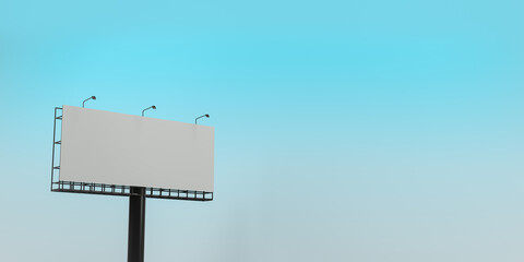 3D rendering, Empty billboard mock up, blank empty space for your copy or advertisement, blue sky background.