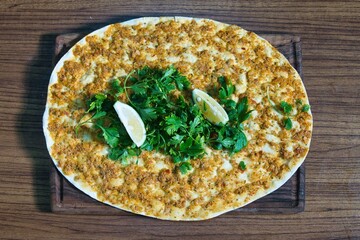 Turkish Flatbread With Ground Meat and Parsley