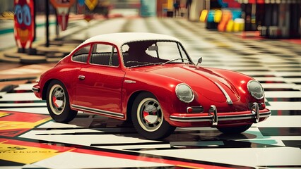 Fototapeta premium Classic retro art of car