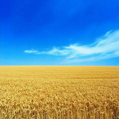Naklejka premium Field of golden wheat sky harvest autumn abundance.