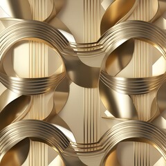 Seamless Gold Luxury Wave Pattern with Geometric Lines background