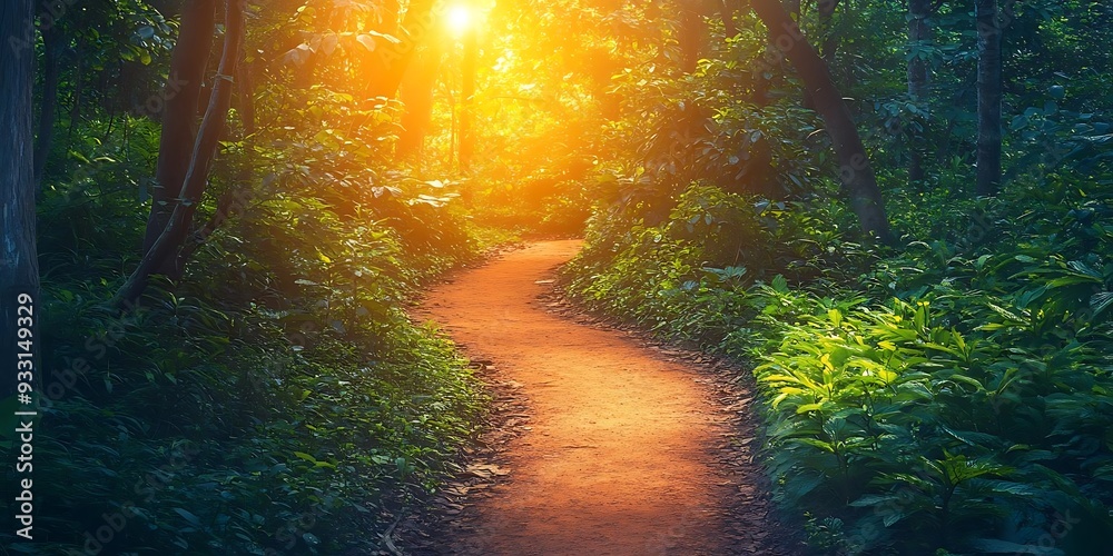 Canvas Prints Sunlit Path Through Lush Forest - Photo