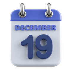 19th December Calendar Icon 3D Render