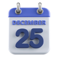 25th December Calendar Icon 3D Render