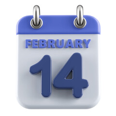 14th February Calendar Icon 3D Render