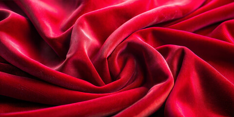 Obraz premium Rich Red Velvet Fabric, Close-Up with Elegant Folds