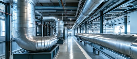Obraz premium Industrial Piping System in a Modern Facility