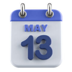13th May Calendar Icon 3D Render