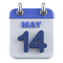 14th May Calendar Icon 3D Render