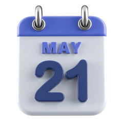 21st May Calendar Icon 3D Render