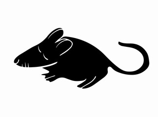 Vector isolated illustration of mouse silhouette on white background.