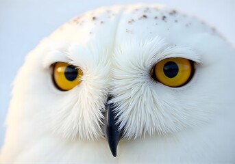 Fototapeta premium Close-Up View of a Snowy Owl’s Face and Beak