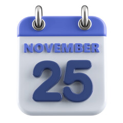 25th November Calendar Icon 3D Render