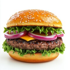 a burger 3D illustration clay style, lsolated on white background