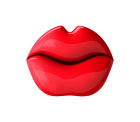 Red lip shades icon. 3d love emoji. Women's lips. Cartoon vector illustration