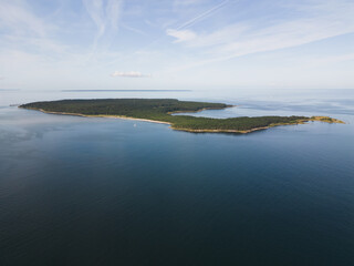 Estonia, Aegna island In the Baltic Sea on a summer morning with a calm, photo view from above from a drone.