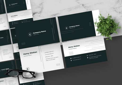 Green And White Modern Business Card