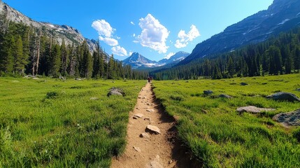 Obraz premium Beautiful hiking path in a national park where visitors are appreciating the natural world