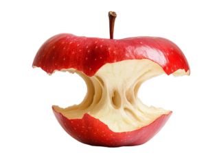 red apple core isolated on white background PNG