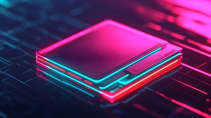 Abstract Neon Glow, Futuristic Background, Pink Blue Light