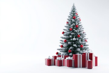 Naklejka premium christmas tree with gift boxes on a white background 