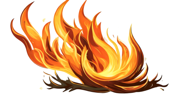 Fire Flame Elemant on a isolated on white background. Generative AI.