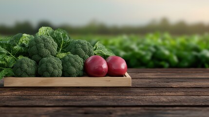 Bountiful Harvest in Lush Garden Scene with Freshly Harvested Vegetables, Copy Space for Text, Selective Focus in Foreground,